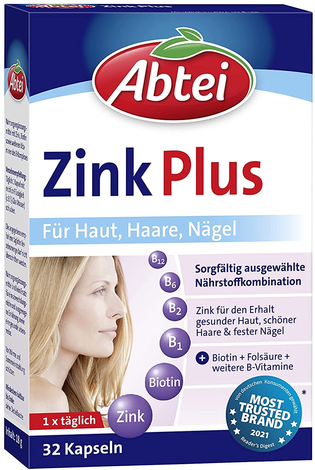 Produktbild von Abtei Zink Nährstoff, 32 Kapseln (1 x 18g)