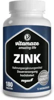 Produktbild von Bewertung Vitamaze amazing life Zink Tabletten hochdosiert 25 mg je Tagesdosis 50 mg pro veganer Tablette für 12 Monate Natürliches Nahrungsergänzungsmittel ohne Zusatzstoffe Made in Germany