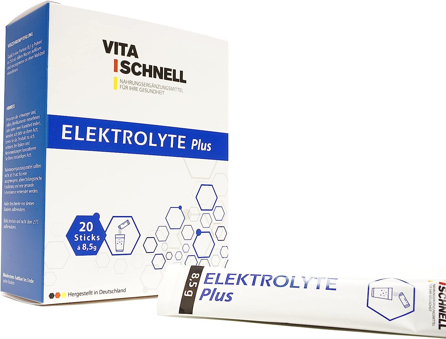 Produktbild von Bewertung DPG DELNAVA PHARMA GMBH VITA SCHNELL Elektrolyte Plus Lösung zur Flüssigkeitszufuhr bei Salz- und Wasserverlusten des Körpers, nach Alkoholkonsum oder Sport - 20 Sticks à 8.5 g