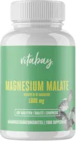 Produktbild von Vitabay - Magnesium Malat 1000 mg • 180 vegane Tabletten • Hochdosiert • Bioverfügbar • Frei von Gentechnik, Laktose und Gluten • Nano-frei • Made in Germany