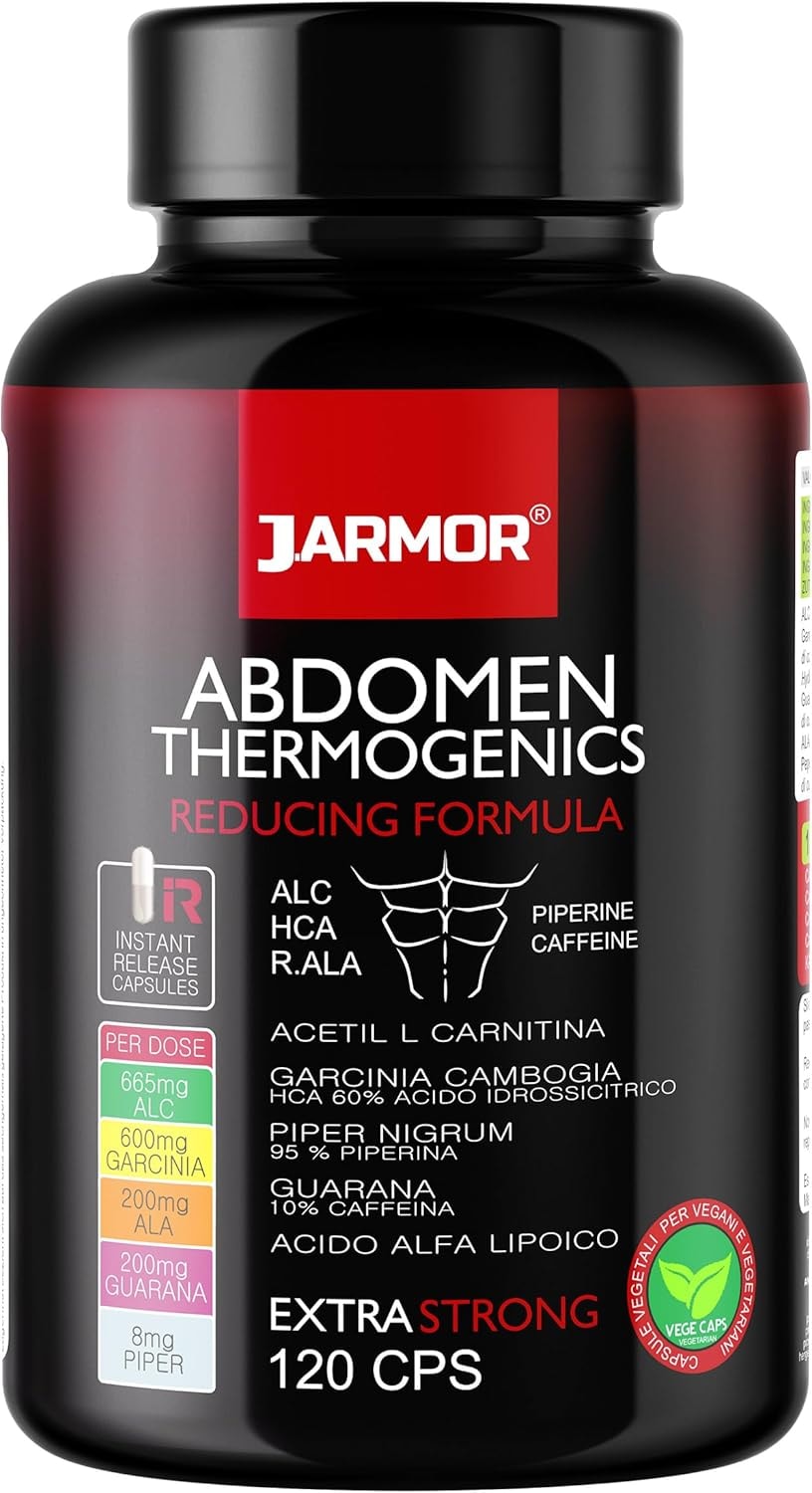 Produktbild von Bewertung J.ARMOR Abdomen 120 Kapseln Nahrungsergänzungsmittel mit Acetyl-L-Carnitin Alpha-Liponsäure und Garcinia Cambogia Energie Stoffwechsel und Gewichtskontrolle