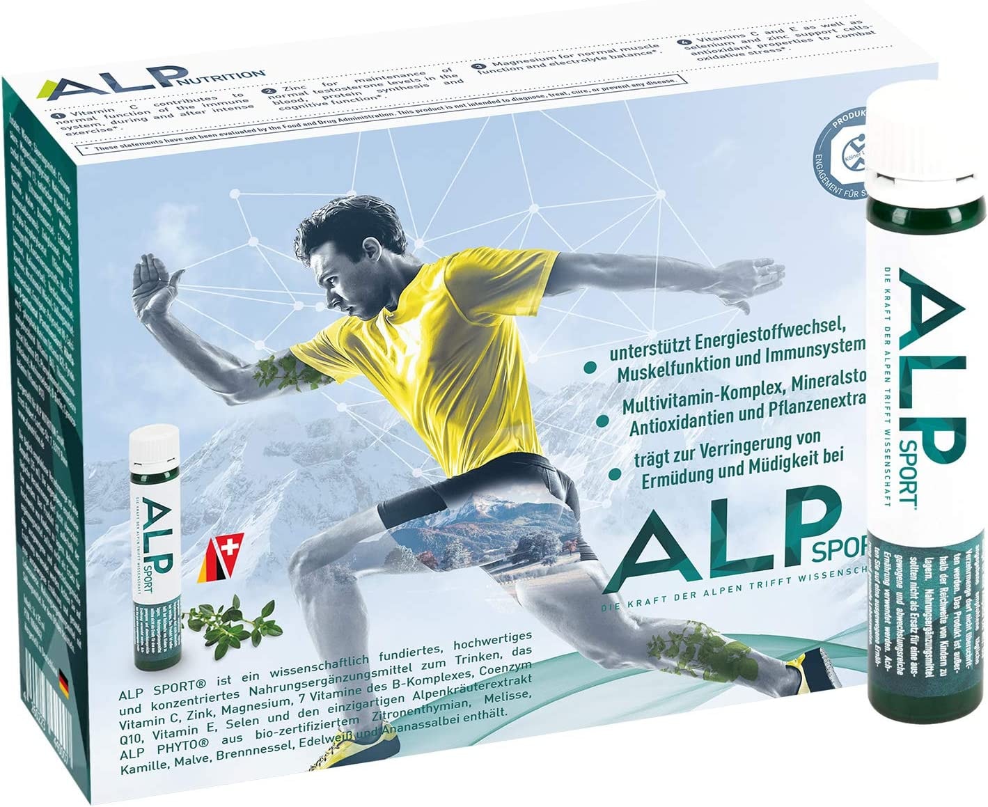 Produktbild von ALP SPORT Multivitamin Magnesium Trinkampullen 14x 25ml Vitamin C Zink Magnesium Glycinat Vit B Komplex Selen Coenzym Q10 - Vitamine und Mineralstoffe - Recovery Drink