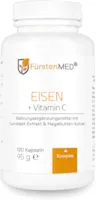Produktbild von FürstenMED Natürliches Eisen Vitamin C, 120 Kapseln Vegan Curryblatt & Hagebutte, 15-30mg reines Eisen & 80-160mg Vitamin C pro Tagesdosis, Laborgeprüft & ohne Zusätze