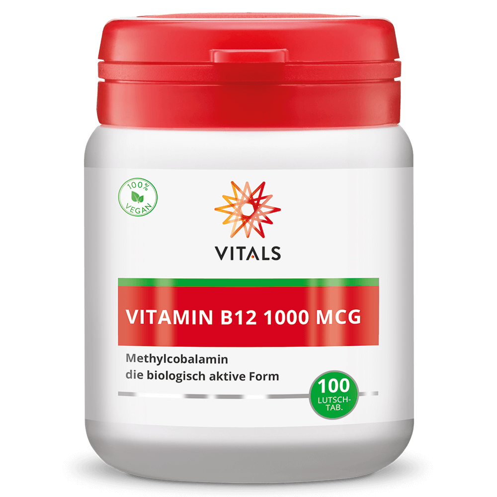 Produktbild von Bewertung VITALS VITAMIN B12 1000 MCG Lutschtabletten METHYLCOBALAMIN BIOLOGISCH AKTIVE FORM oxidativer Stress Zellteilung Blutbildung Energiestoffwechsel Homocystein-Stoffwechsel Immunsystem Psyche Müdigkeit Artikelnummer V2061