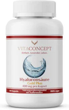 Produktbild von VITACONCEPT I Hyaluronsäure Kapseln hochdosiert I 120 Stück (4 Monate) I Hyaluron 500-700 kDa I 400 mg pro Kapsel I laborgeprüft I vegan I made in Germany