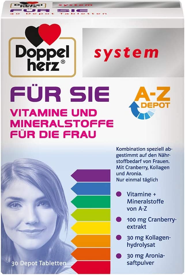 Produktbild von Doppelherz system FÜR SIE – Multivitamin, Mineralstoffe und Spurenelemente – abgestimmt auf den Nährstoffbedarf der Frau – 30 Tabletten
