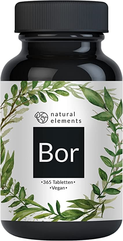 Produktbild von natural elements Reines Bor hochdosierte 3 mg Boron pro Tablette 365 Tabletten vegan natürlich laborgeprüft in Deutschland produziert