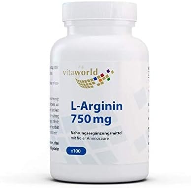 Produktbild von Bewertung Vita World L-Arginin 750mg 2250mg Tagesdosis 100% natürlich Fermentation 100 vegetarische Kapseln hoher Reinheitsgrad basisch