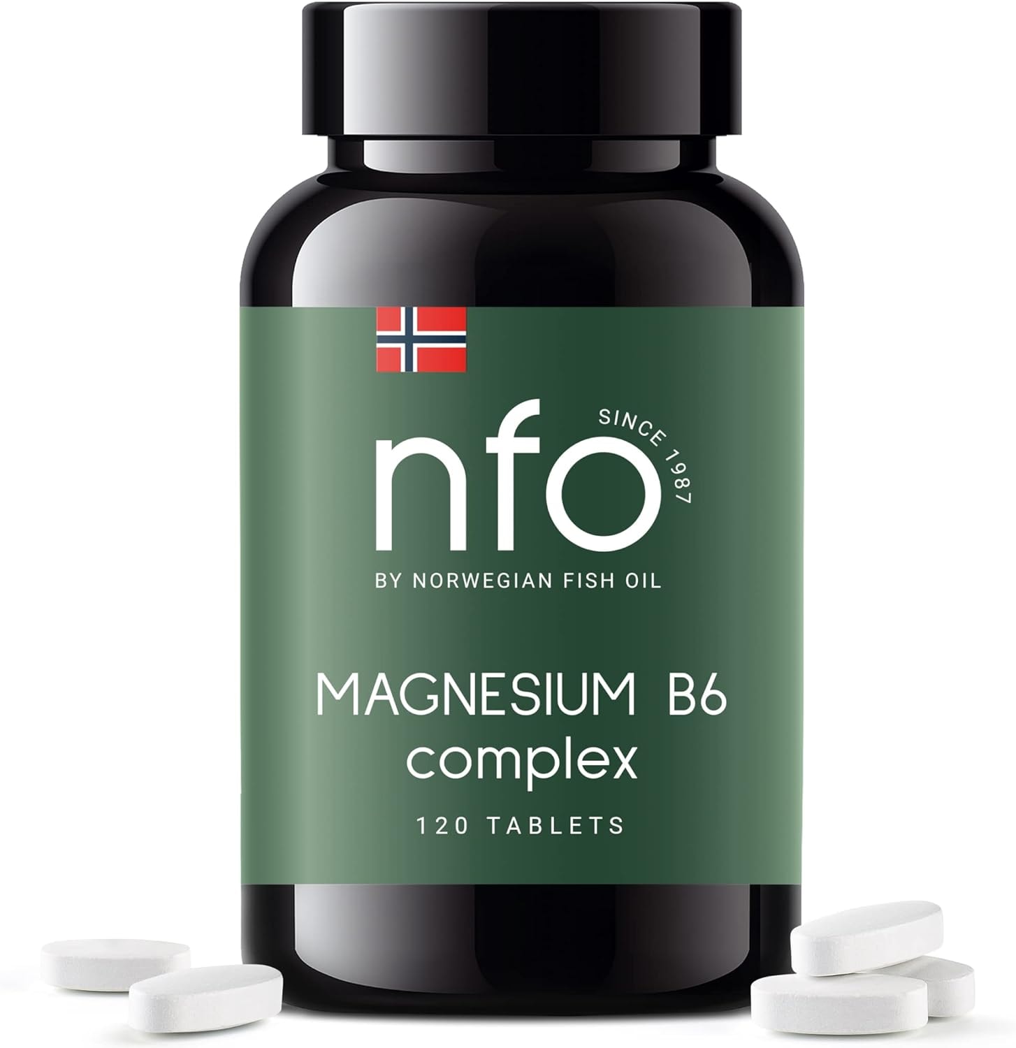 Produktbild von Bewertung nfo MAGNESIUM B6 120 Tabletten Norwegischer natürlicher Komplex aus Magnesium und Vitamin B6 zur Regulierung des Nervensystems der hormonellen Aktivität und der psychischen Funktion Hochdosiert