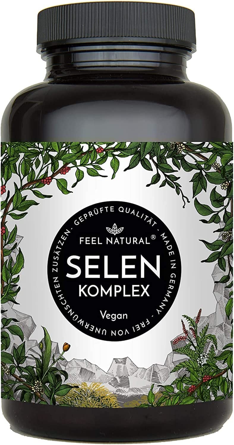 Produktbild von Feel Natural - Selen Komplex - 200µg Selen je Tablette - Hochwertig mit 3 Selenformen: Natriumselenit, L-Selenmethionin, Selenhefe - 365 Tabletten Jahresvorrat - Ohne unerwünschte Zusätze, in Deutschland produziert
