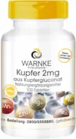 Produktbild von WARNKE VITALSTOFFE Kupfer 2mg aus Kupfergluconat vegan 100 Tabletten