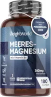 Produktbild von Bewertung WeightWorld Magnesium als Magnesiumoxid 180 Meeres-Magnesium Oxid Kapseln mit Vitamin B6 - 3 Monate Vorrat für Muskeln, Knochen, Stoffwechsel, Zellteilung - 360mg pro Kapsel