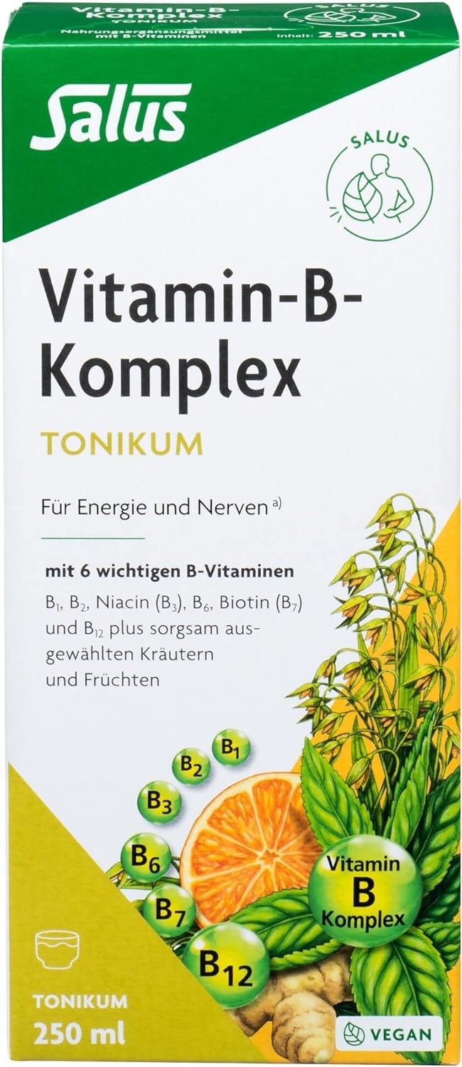 Produktbild von Bewertung Salus Vitamin-B-Komplex 1x 250 ml Tonikum Nahrungsergänzungsmittel mit B-Vitaminen für Energie und Nerven mit 6 wichtigen B-Vitaminen vegan