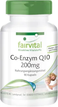 fairvital - Coenzym Q10 200mg - HOCHDOSIERT - CoQ10 Ubichinon Kapseln - VEGAN - 90 Kapseln