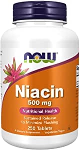 Produktbild von Bewertung Now Foods Niacin Vitamin B3 500mg 250 vegane Tabletten Laborgeprüft Glutenfrei Sojafrei Vegetarisch