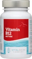Produktbild von Bewertung VITALWERK HAMBURG® Vitamin B12 mit Folat 180 vegane Tabletten mit 1.000 µg Adenosyl- & Methylcobalamin + Depot + 400 µg Folsäure als 5-MTHF pro Tablette. 1/2 Tablette pro Tag