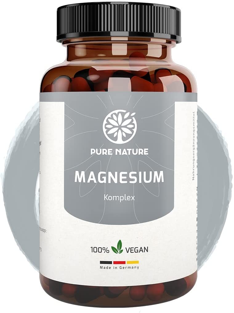 Produktbild von Bewertung Pure Nature Magnesium Komplex Kapseln vegan 7 in 1 KOMPLEX natürlich hochwertig ehrlich 400mg mit 7 organischen Formen 180 Kapseln Höchste Bioverfügbarkeit MADE IN GERMANY rein OHNE Zusätze LABORGEPRÜFT vegan
