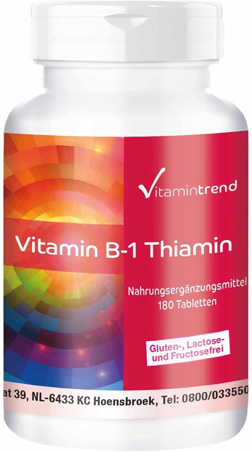 Produktbild von Vitamintrend Vitamin B1 Thiamin 100mg - hochdosiert - 180 vegane Tabletten FÜR 6 MONATE