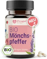 Produktbild von Bewertung PregniVital BIO Mönchspfeffer hochdosiert 10mg beliebtes Frauenkraut bei PMS Menstruationsbeschwerden 120 Mini-Tabletten mit BIO Mönchspfeffer Extrakt aus Frankreich