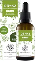Produktbild von NATURE LOVE Vitamin D3+K2 (50ml flüssig) Hoch bioverfügbar durch Original K2VITAL® 99,7% All-Trans + laborgeprüfte 1000 I.E. Vitamin D3 pro Tropfen - Hochdosiert, in Deutschland produziert