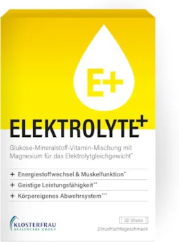 Klosterfrau ELEKTROLYTE 20 Sticks unterstützt das Elektrolytgleichgewicht mit Magnesium, Zink, B5, Kalium Zitrusfrüchtegeschmack vegan