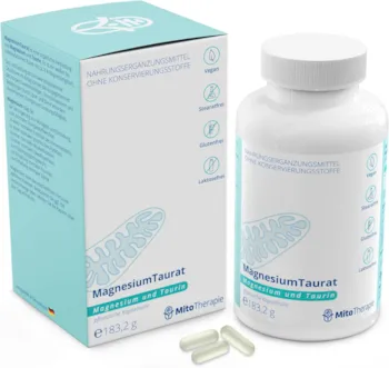 Produktbild von Bewertung MitoTherapie MagnesiumTaurat Magnesium und Taurin das Zwei in einem Magnesium 180 vegane Kapseln mit jeweils 900 mg Magnesium in seiner besten Form
