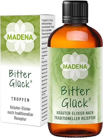 Produktbild von Bewertung MADENA BitterGlück Original mit 18 Bitterkräuter Extrakten Bitterstoffe Tropfen 100 ml nach Hildegard von Bingen