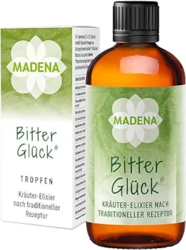 Produktbild von Bewertung MADENA BitterGlück Original mit 18 Bitterkräuter Extrakten Bitterstoffe Tropfen 100 ml nach Hildegard von Bingen