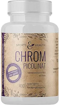 Produktbild von CDF Sports & Health Solutions Chrom Tabletten Chrom Picolinat 400 Tabletten Vegan LABORGEPRÜFT trägt zur Aufrechterhaltung eines normalen Blutzuckerspiegels bei – Ohne Zusatzstoffe