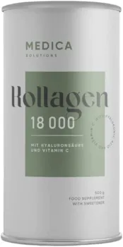 Produktbild von MEDICASOLUTIONS Collagen 18.000mg Peptide Hyaluronsäure Vitamin C Kollagen Hydrolysat Pulver mix Beauty & Glow Collagen,schöne Haut,Haare,Nägel | Laborgeprüft in Deutschland, Wassermelonengeschmack