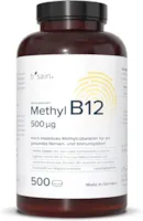 Produktbild von b sain - Methyl B12 Lutschtabletten 500 µg (500 Stück). Hochdosiertes aktives Vitamin B12 in Form von Methylcobalamin mit frischem Zitronen Geschmack