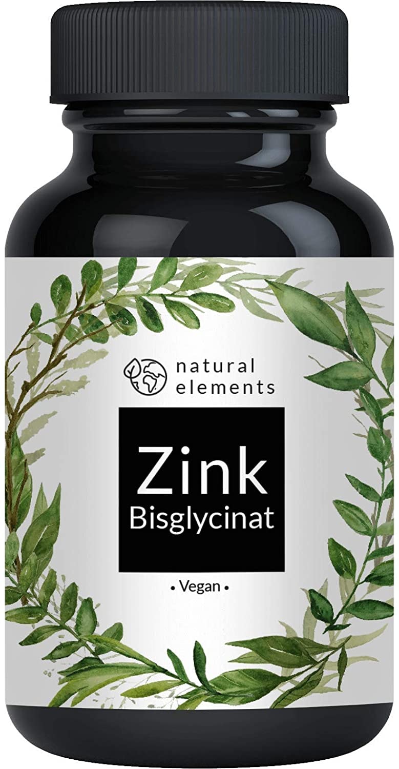 Produktbild von natural elements Zink-Bisglycinat (Zink-Chelat) von Albion® 25mg Zink 365 Tabletten Premium Laborgeprüft hochdosiert