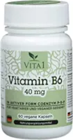 Produktbild von VITA1 Vitamin B6 P-5-P 40mg • 60 Kapseln (2 Monate Vorrat) • in seiner aktiven Form Coenzym P-5-P •Kapseln von Vita1® sind besonders für Veganer und Vegetarier