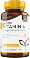 nutravita Vitamin A 8000 IE – 365 Kapseln – Vitamin A aus Retinylpalmitat – Retinol – 2.400 μg Vitamin A pro Weichkapsel – Beta Carotin – Ohne unerwünschte Zusätze – Hergestellt von Nutravita