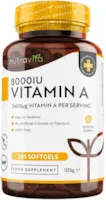 Produktbild von nutravita Vitamin A 8000 IE – 365 Kapseln – Vitamin A aus Retinylpalmitat – Retinol – 2.400 μg Vitamin A pro Weichkapsel – Beta Carotin – Ohne unerwünschte Zusätze – Hergestellt von Nutravita
