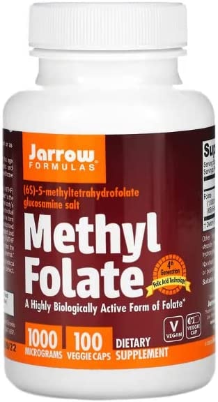 Produktbild von Jarrow Formulas, Methyl Folate (5-MTHF), 1000mcg, Folsäure, 100 vegane Kapseln, Laborgeprüft, Glutenfrei, Vegetarisch, Sojafrei, Ohne Gentechnik