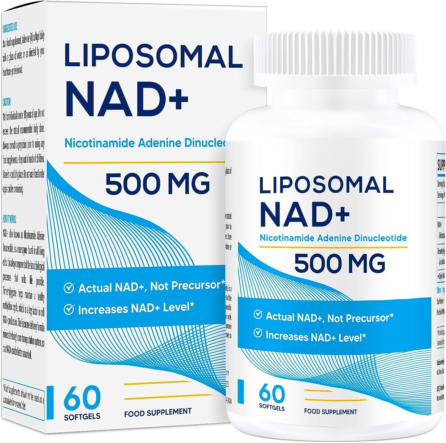 Produktbild von Bewertung Yipmai Liposomales NAD+ 500mg mit TMG 250mg Softgels Maximale Stärke Unterstützt Anti-Aging & Mentale Leistungsfähigkeit (60 Stück (1er Pack))