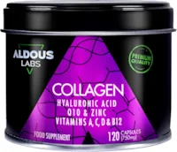Produktbild von ALDOUS LABS 120 Kollagen Kapseln Hochdosiert mit Hyaluronsäure Coenzym Q10 Vitamin C, A, D und B12 + Zink | Premium Kollagen Komplex | Haut Vitamine - Gelenke | Kollagen Hydrolysat | Hergestellt in EU