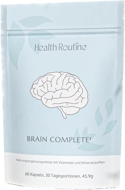 Produktbild von Bewertung Health Routine Brain Complete Kopfschmerzen Magnesium Vitamin B2 Coenzym Q10 Nahrungsergänzungsmittel mit 60 Kapseln