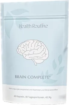 Produktbild von Bewertung Health Routine Brain Complete Kopfschmerzen Magnesium Vitamin B2 Coenzym Q10 Nahrungsergänzungsmittel mit 60 Kapseln