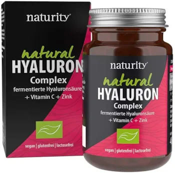 naturity HYALURON Complex, hochwertiger Vitalstoffkomplex für Haut und Knochen, mit hochdosierter Hyaluronsäure plus Zink und Vitamin C (60 Kapseln)