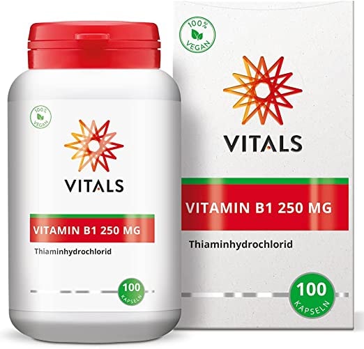 Produktbild von Bewertung VITALS Vitamin B1 Thiaminhydrochlorid 250 mg 100 Kapseln. 100% vegan.