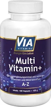 Via Vitamine - Multivitamin + Mineral A-Z, alle wichtigen Vitamine UND Mineralien, hochdosiert, hergstellt in Deutschland, höchste Qualität, 100 vegane Kapseln