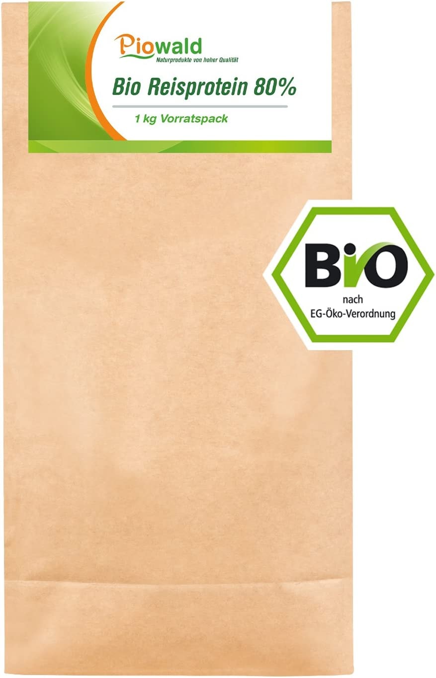 Produktbild von Bewertung Piowald BIO Reisprotein 1 kg Vorratspackung pflanzliches Eiweißpulver vegan und glutenfrei