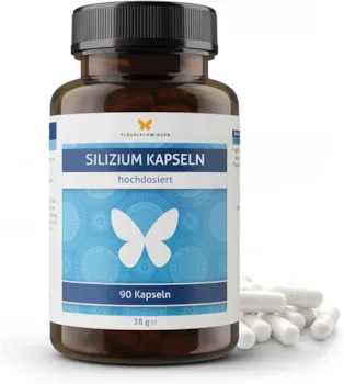 Produktbild von Flügelschwinger - 90 Silizium Kapseln für 3 Monate, aus Bambus Extrakt, 100 mg Silicium aus 214 mg Bambus Extrakt pro Kapsel, mit Zink zur Unterstützung normaler Knochen, Haare, Nägel & Haut, hochdosiert, vegan