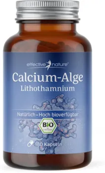 Produktbild von effective nature Rotalge Lithothamnium calcareum 180 Stück für 3 Monate Bio-Rotalge Kapseln Besonders hohe Bio-Verfügbarkeit Mit 800 mg Calcium pro Tag