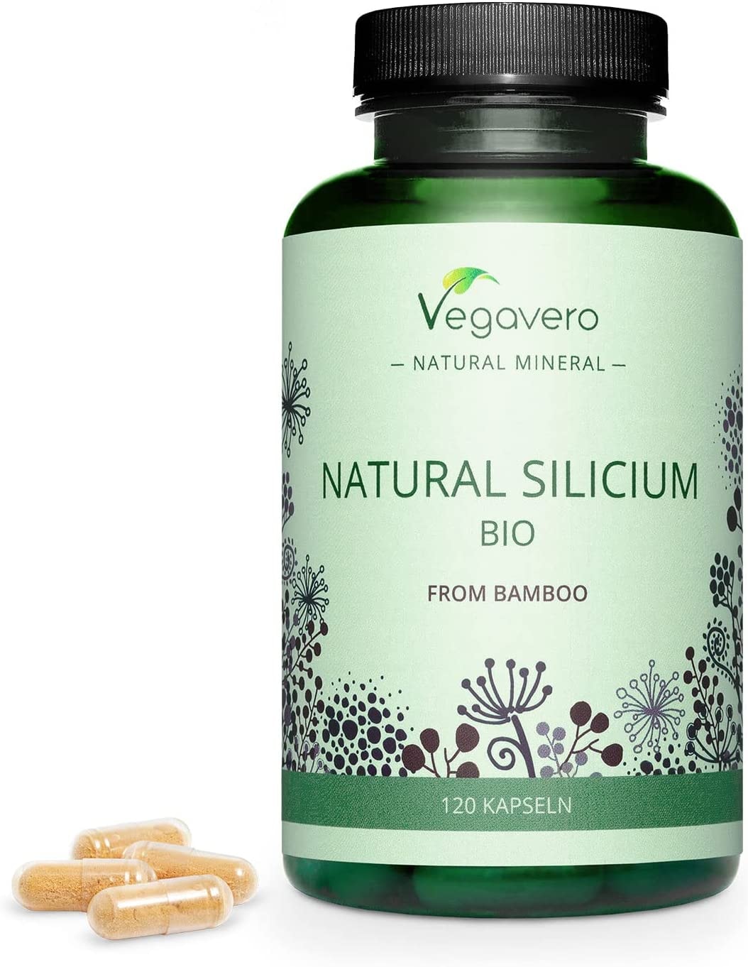 Produktbild von Vegavero BIO SILIZIUM 120 Kapseln 100% Bio, natürlich & vegan Organisches Silizium aus Bambusextrakt Hohe Bioverfügbarkeit | 300 mg | Ohne Zusätze