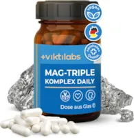 Produktbild von Bewertung viktilabs Magnesium hochdosiert Kapseln 100% vegan Hochwertiges Mag-Triple® Daily Komplex 60 Magnesium Kapseln (Monatsvorrat) Entwickelt in Deutschland Bequem schluckbar