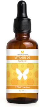 Flügelschwinger Vitamin D3, 1700 Tropfen a´5000 IE, hochdosiert, in Deutschland hergestellt, Cholecalciferol in MCT-Öl auf Kokosbasis (50 ml) …