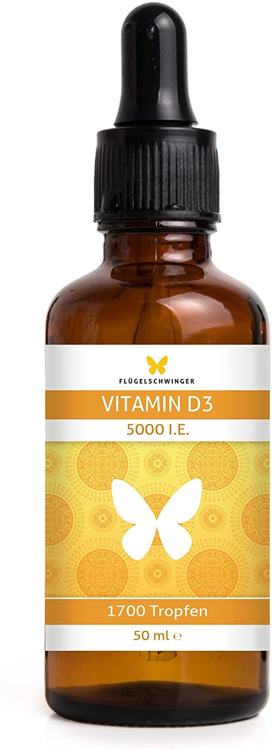 Produktbild von Flügelschwinger Vitamin D3, 1700 Tropfen a´5000 IE, hochdosiert, in Deutschland hergestellt, Cholecalciferol in MCT-Öl auf Kokosbasis (50 ml) …